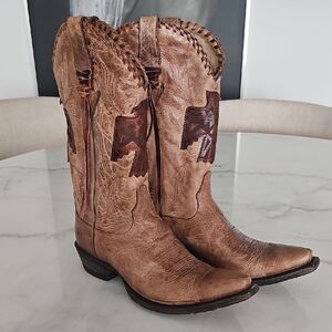 Ariat Women's Tan Thunderbird Overlay Cowgirl Boots - Snip Toe